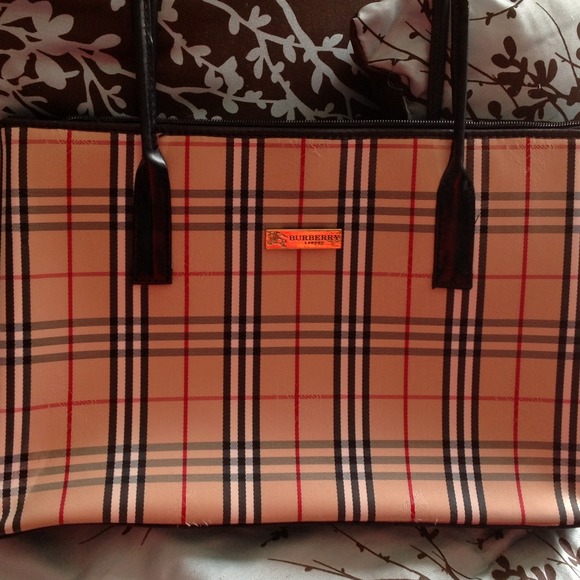 Plaid purse with black straps