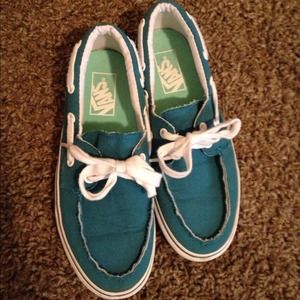Teal vans- boat shoe style