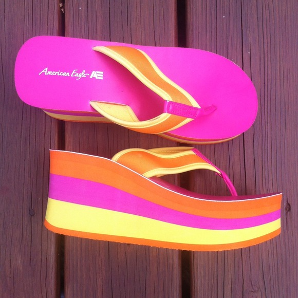 American Eagle Pink, Yellow, and Orange Wedges