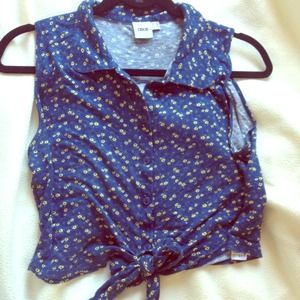Flower button up crop top