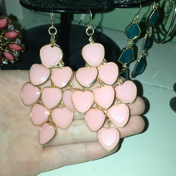 💰SOLD💰Pink and Gold Heart Earrings