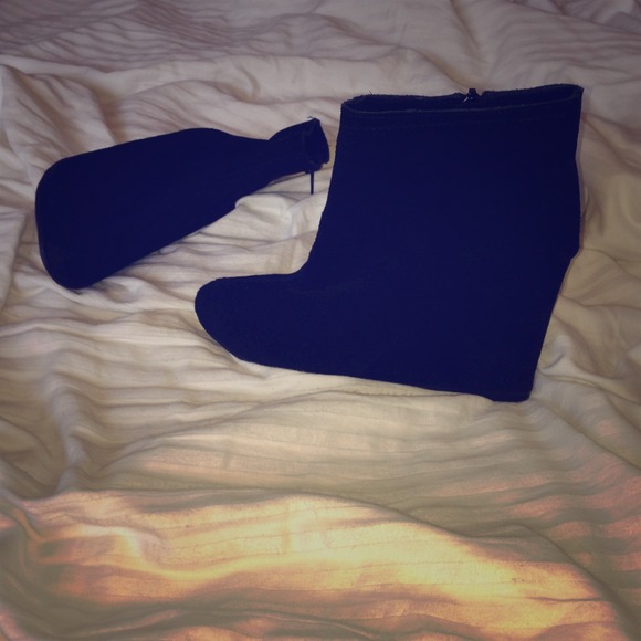 Black suede wedge booties
