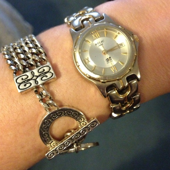 Relic wet series silver gold watch