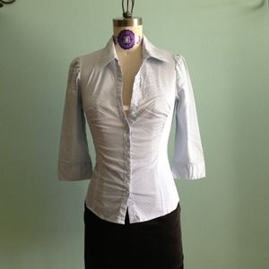 H&M blue:white striped 3/4 sleeve shirt