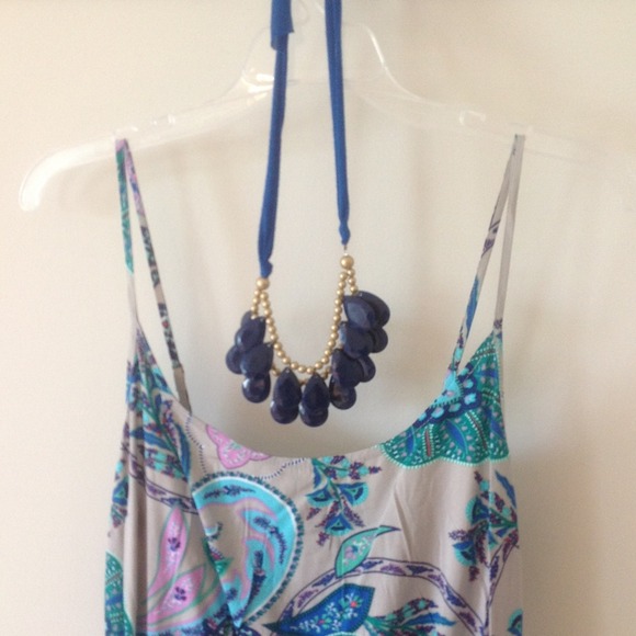 Boutique Navy Teardrop Statement Necklace