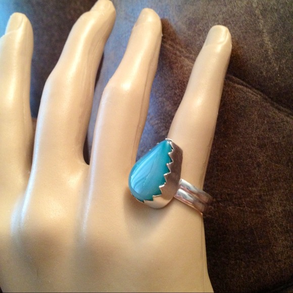 New😄sz 5.5 ice blue chalcedony 925 sterling ring - Picture 2 of 4