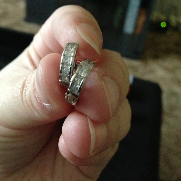 Natural Princess Cut White Sapphire Earrings