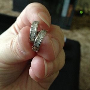 Natural Princess Cut White Sapphire Earrings