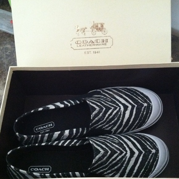 Authentic Coach Zebra Print slip-ons