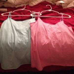 Blue and pink tank tops