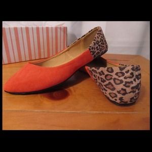 Orange & leopard print flats