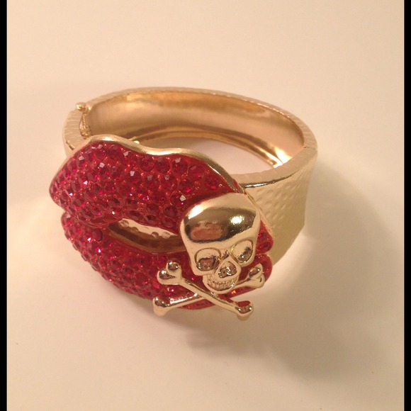 Red Kiss Lips Caution!! Bracelet