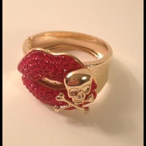 Red Kiss Lips Caution!! Bracelet