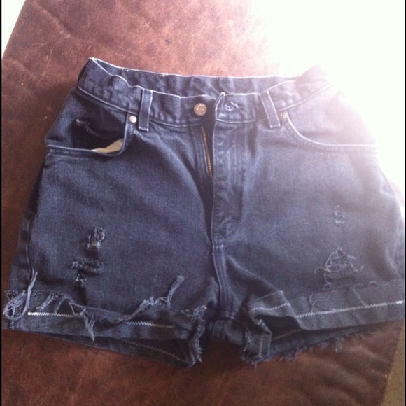 Lee Denim - High waist denim jean shorts black