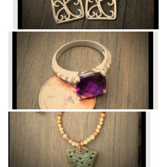 🌸Bundle🌸 Sterling Dangle Earrings Amethyst/Jade