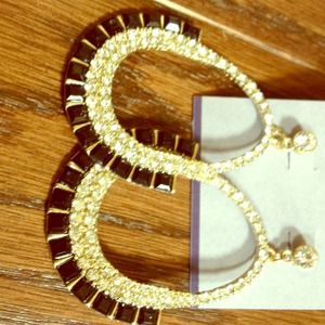 ** REDUCED  ** Oval black crystal earrings