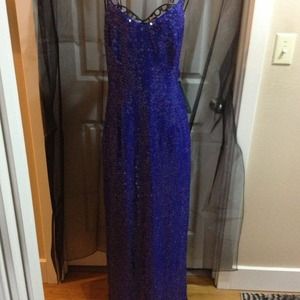 NEW beaded long blue gown SAVE $104 off list