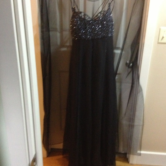NEW beadedbust long black dress SAVE $149 off list