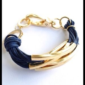 COTTON CORDED BRACELET- blue and gold