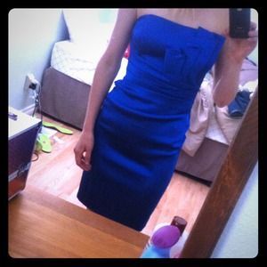 Royal Blue, strapless, above knee dress