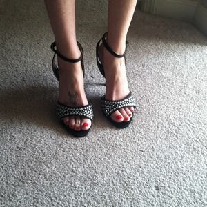 Black sequin heels. Wet seal.