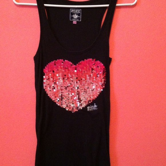 Sequined heart PINK tank top.