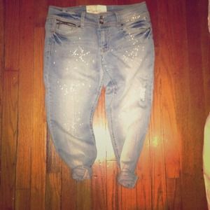 Rock n Roll paint Splattered Boyfriend Jeans