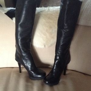 leather long boots