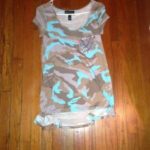 Cool Camo Tshirt with Sequin Pocket