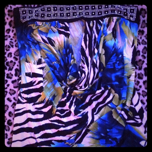 Animal Print Strapless Top With Rhinestones. NWOT