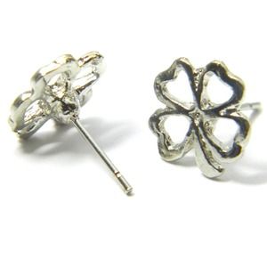Silver Tone Clover Earrings