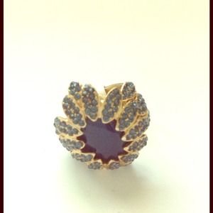 Gold Plated Blue Ring with Swarovski Crystals