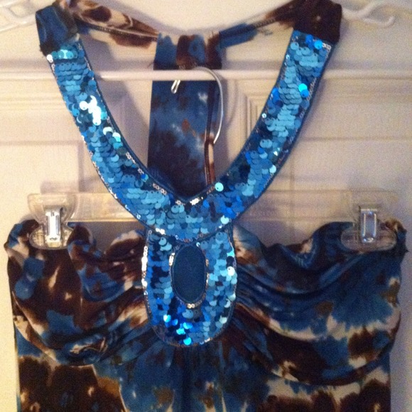 Blue Sequin Racerback Top - Picture 2 of 4