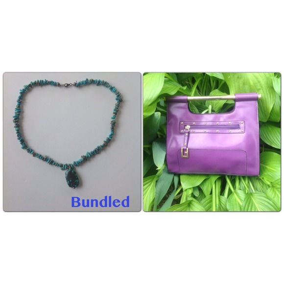 Purple little guess purse and necklace