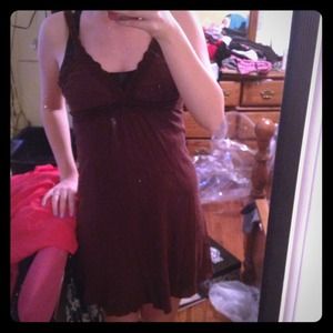 Brown crochet detail dress