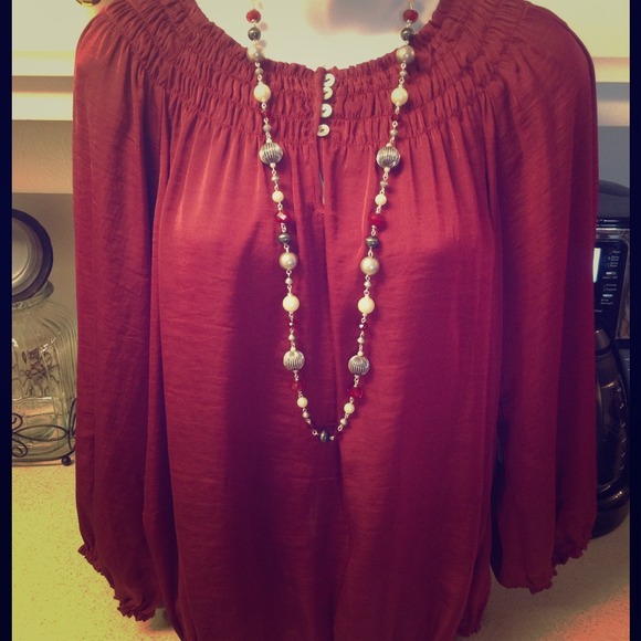 NWOT Red Silky Top