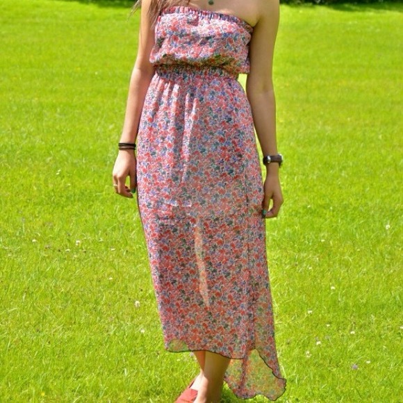 Floral Strapless Maxi Dress - Picture 3 of 3