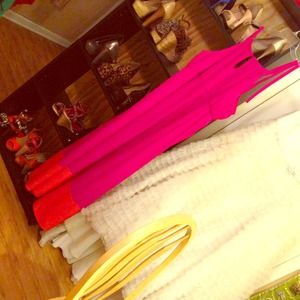 Hot pink and orange silk maxi and Chanel bundle