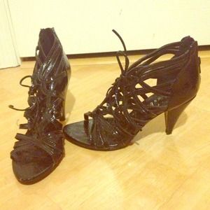 Black heels with bow tie