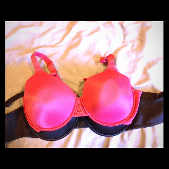 Red and black matching bras