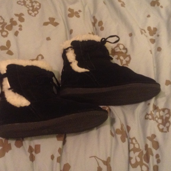Black Fuzzy Ankle Boots