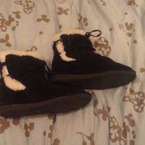 Black Fuzzy Ankle Boots