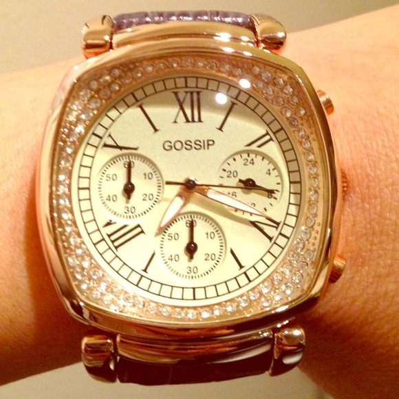 Accessories - Gossip rose gold tone crystal watch w/ gray strap