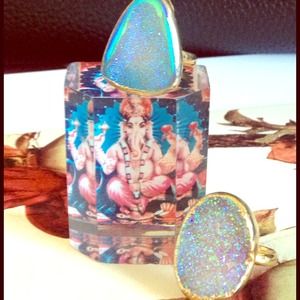 Real Druzy Adjustable Rings TWO FOR ONE