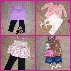 Four toddler girls spring summer outfits