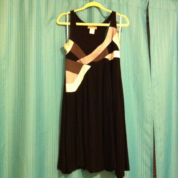 Black cotton dress with patchwork bodice
