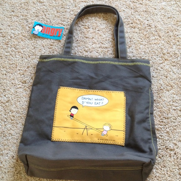 Angry little girls tote bag