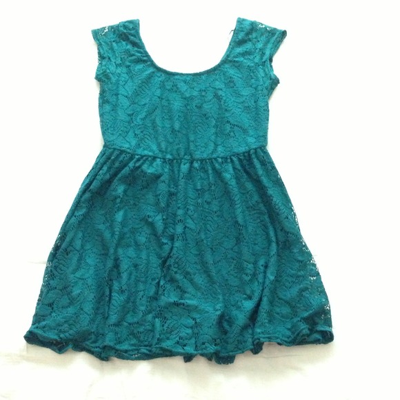 CottonOn lace dress, cap Slv, green color, L