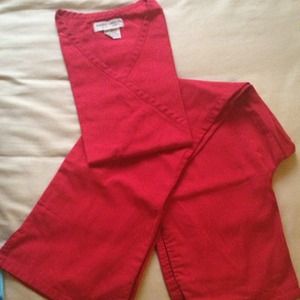 Red scrub suit