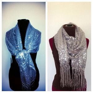 New silver sequin shawl scarf